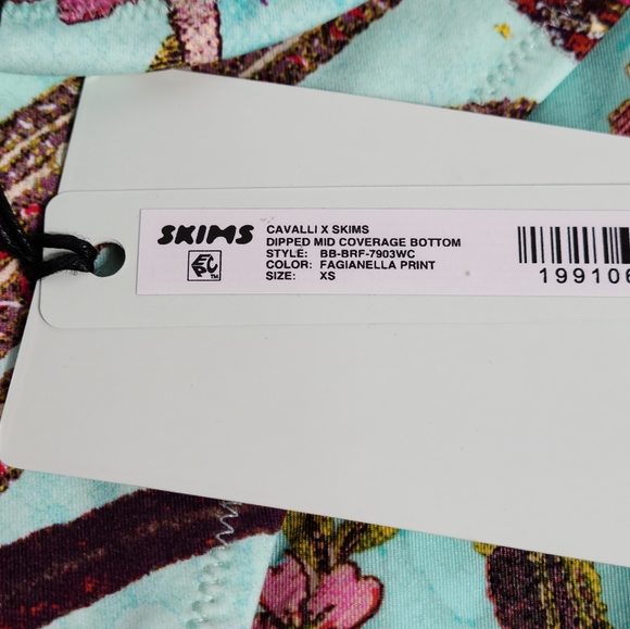 Cavalli x Skims Fagianella Print Dipped Mid Coverage Bottom X-Small Women. NWT. - Picture 4 of 5